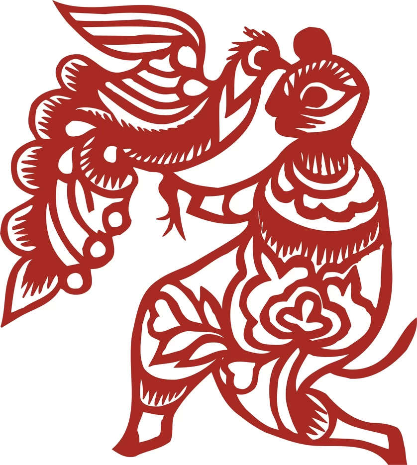 中国风中式传统喜庆民俗人物动物窗花剪纸插画边框AI矢量PNG素材【2283】